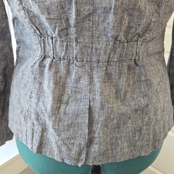 CARTONNIER ANTHROPOLOGIE CHAMBRAY LINEN BLEND 2 BUTTON BLAZER JACKET WOMEN 4 - Picture 5 of 12